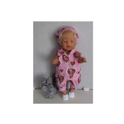 matrozen setje gestreept roosjes baby born 43cm