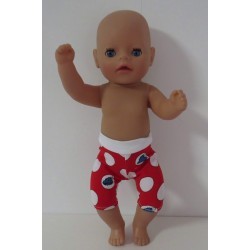korte legging rood polka dots baby born little 36cm