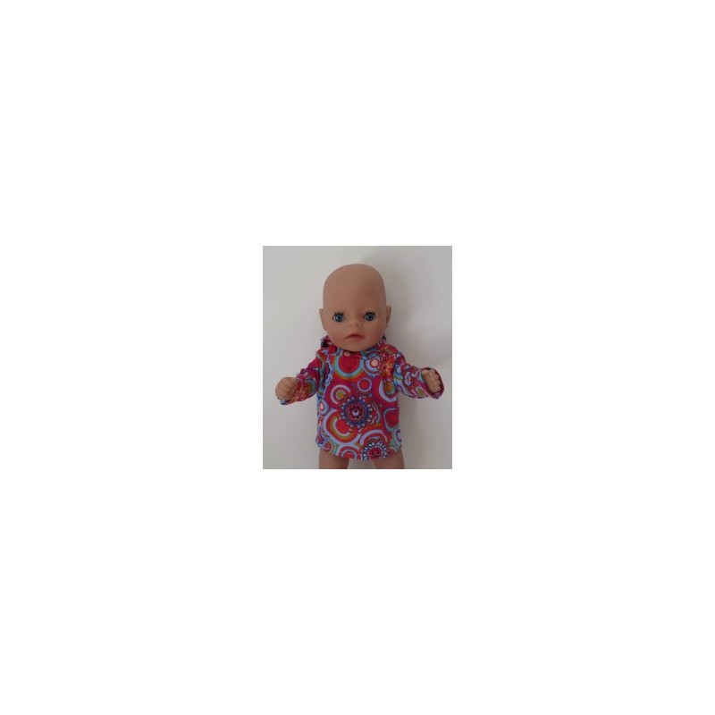 capuchontrui blauw circels baby born little 36cm