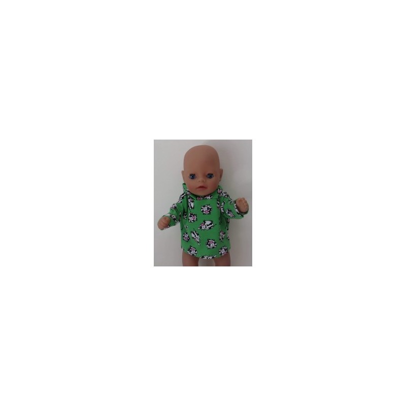 capuchontrui groen koeien baby born little 36cm