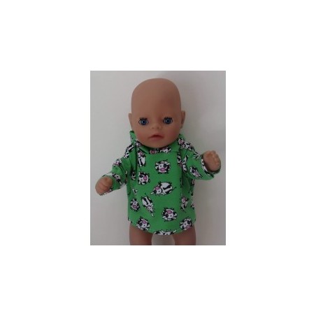 capuchontrui groen koeien baby born little 36cm
