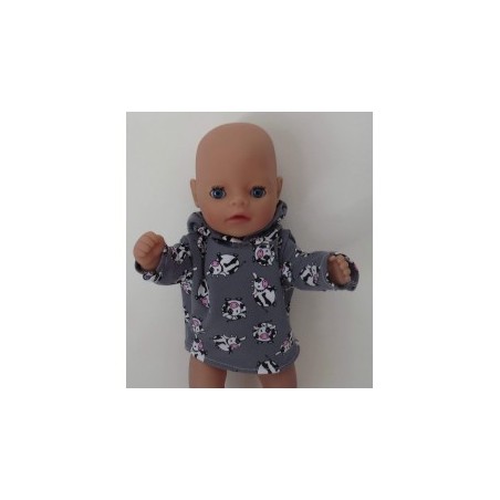 capuchontrui grijs koeien baby born little 36cm