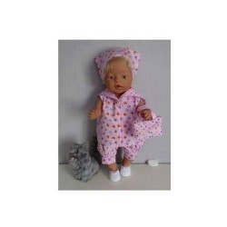 matrozen setje roze bloemen en stippen baby born 43cm
