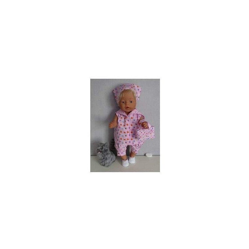 matrozen setje roze bloemen en stippen baby born 43cm