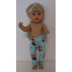 legging blauw uilen baby born little 36cm