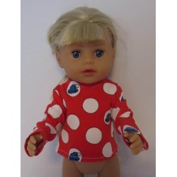 shirtje rood polka dots baby born little 36cm