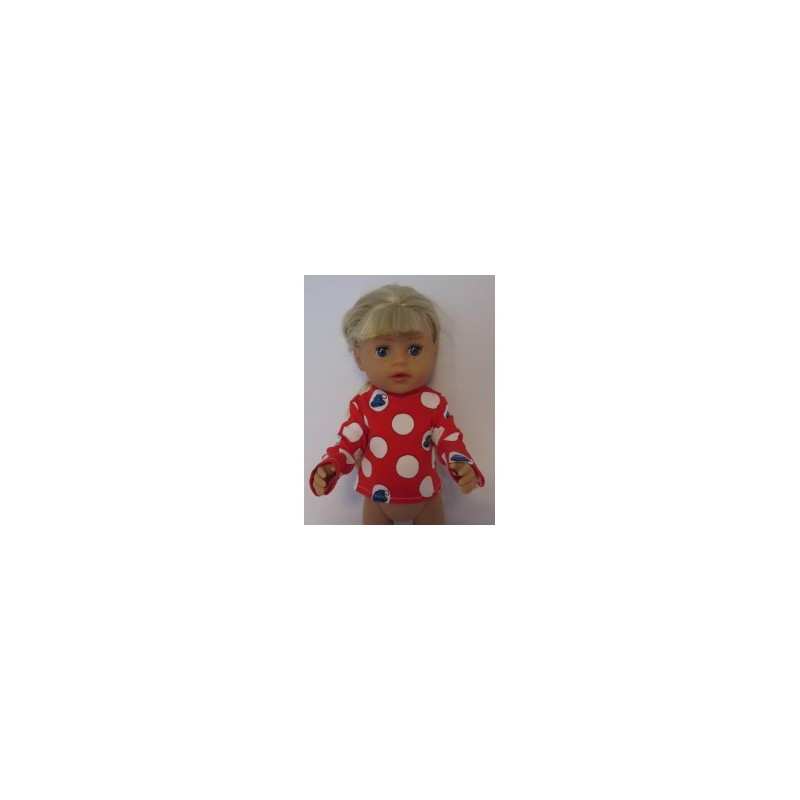 shirtje rood polka dots baby born little 36cm