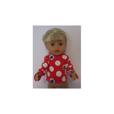 shirtje rood polka dots baby born little 36cm