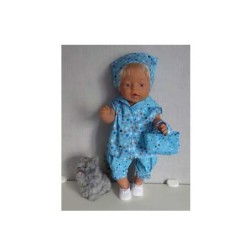 matrozen setje blauw met stippen en hartjes baby born 43cm