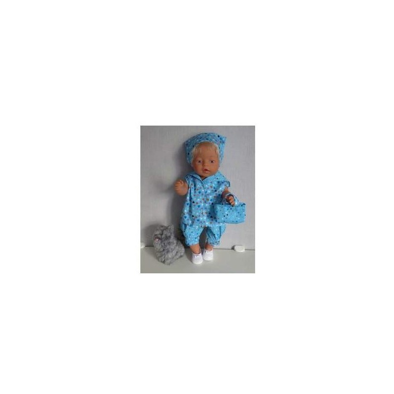 matrozen setje blauw met stippen en hartjes baby born 43cm