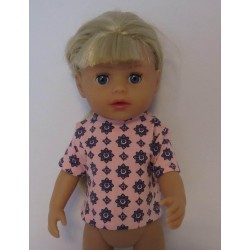 shirtje roze met bloemen baby born little 36cm