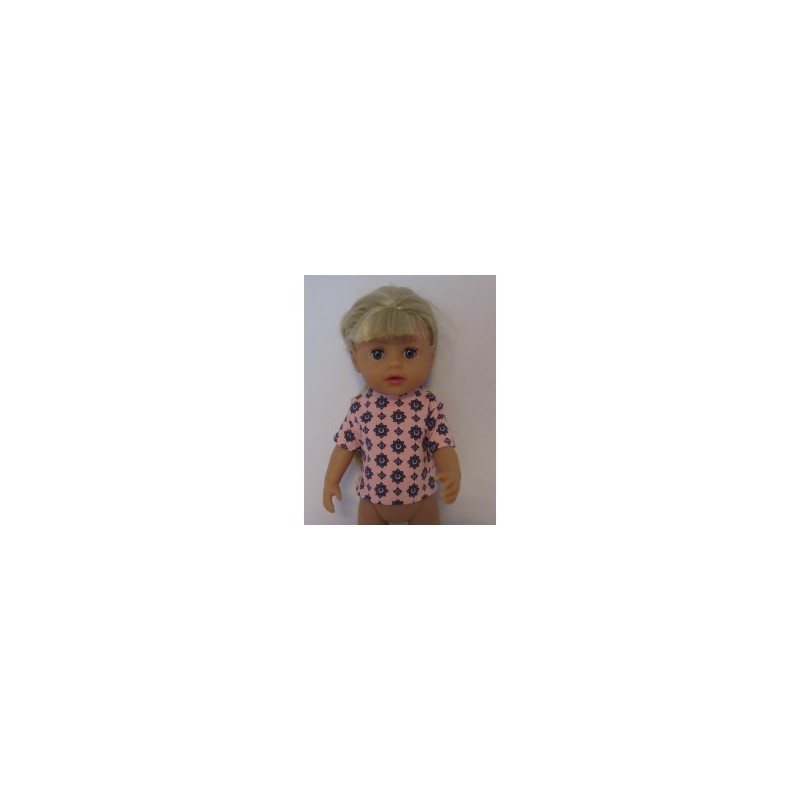shirtje roze met bloemen baby born little 36cm