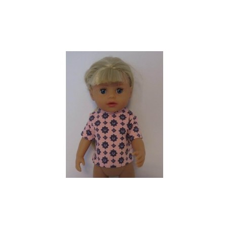 shirtje roze met bloemen baby born little 36cm