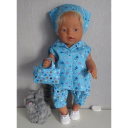 matrozen setje blauw met hartjes en bloemen baby born 43cm