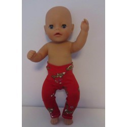 legging rood hertje baby born little 36cm
