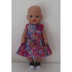 jurk blauw circels baby born little 36cm