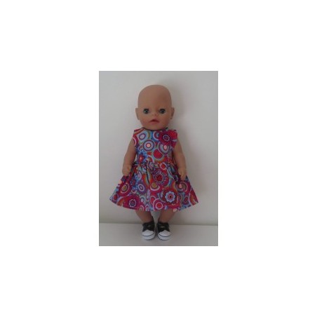 jurk blauw circels baby born little 36cm