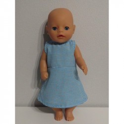 jurk blauw geruit baby born little 36cm