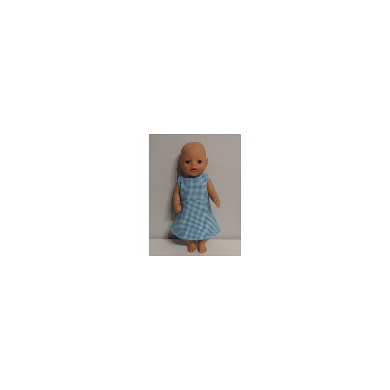 jurk blauw geruit baby born little 36cm