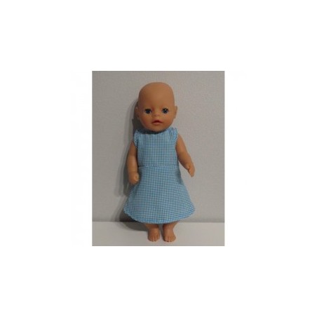 jurk blauw geruit baby born little 36cm