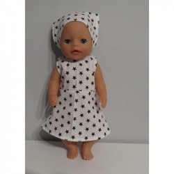 jurk met zwarte sterren baby born little 36cm