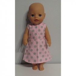 jurk roze met bloemen baby born little 36cm