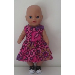 jurk roze gebloemd baby born little 36cm