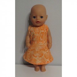 jurk oranje slangen print baby born little 36cm