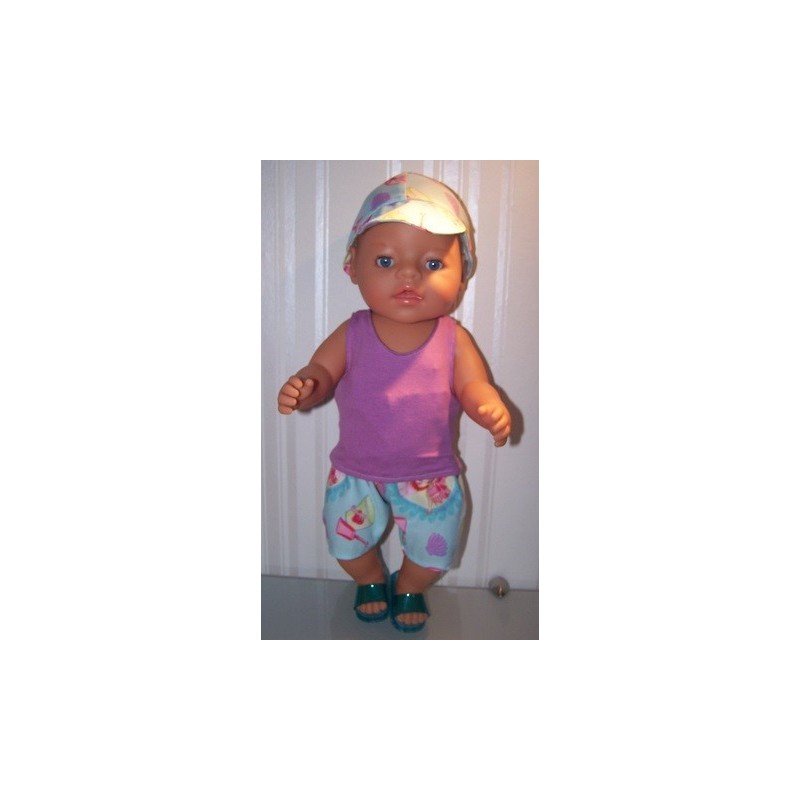 korte broek set strawberry shortcake beach baby born 43cm