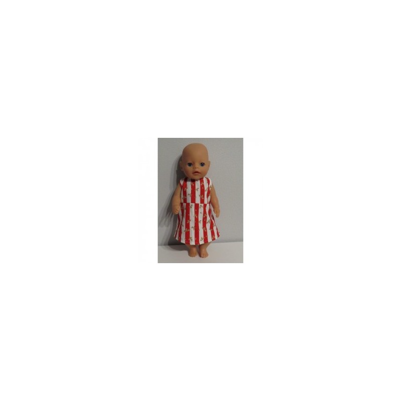 jurk gestreept met roosjes baby born little 36cm