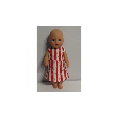 jurk gestreept met roosjes baby born little 36cm