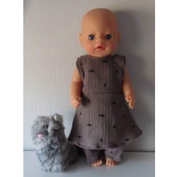 jurk donker grijs baby born little 36cm