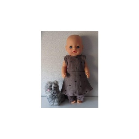 jurk donker grijs baby born little 36cm