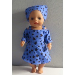 zomerse jurk blauw met sterren baby born little 36cm