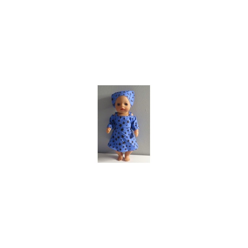 zomerse jurk blauw met sterren baby born little 36cm