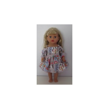 zomerse jurk grijs slakkken baby born little 36cm