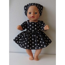 zomerse jurk zwart sterren baby born little 36cm