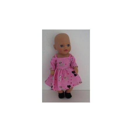 zomerse jurk roze kat baby born little 36cm