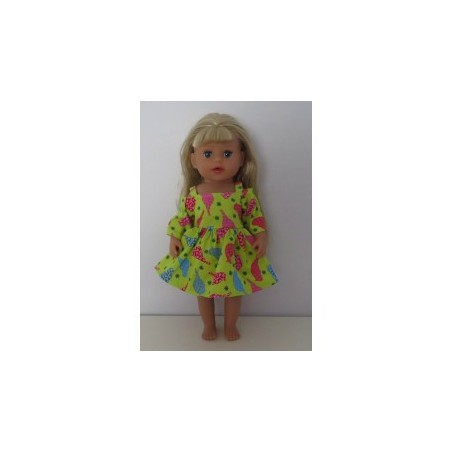 zomerse jurk groen vogels baby born little 36cm