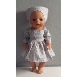 zomerse jurk grijs konijnen baby born little 36cm