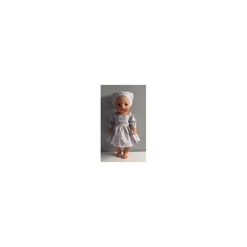 zomerse jurk grijs konijnen baby born little 36cm