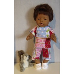 korte broek set rood geblokt baby born 43cm