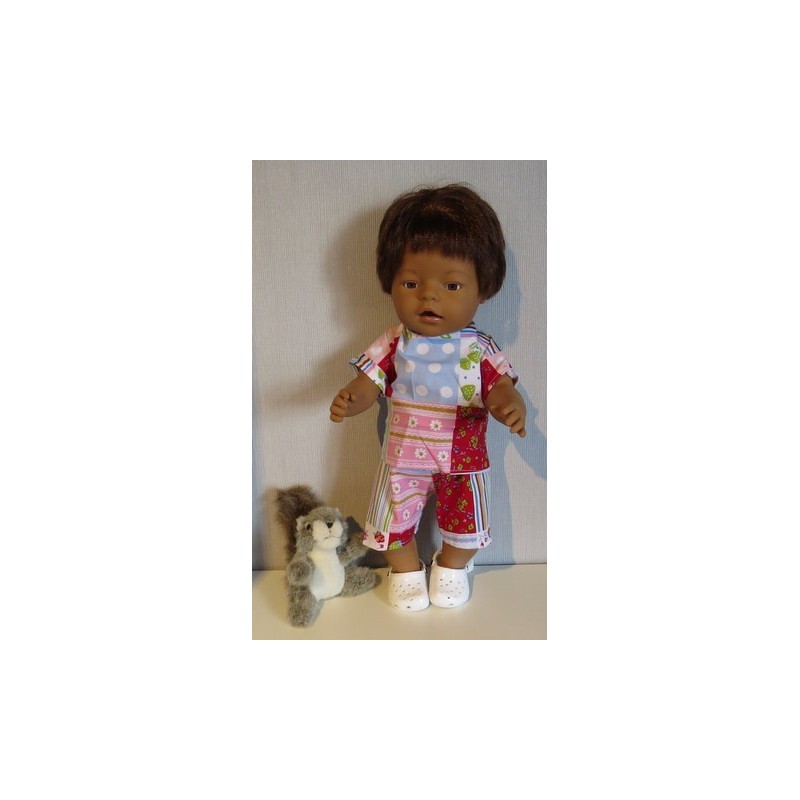 korte broek set rood geblokt baby born 43cm
