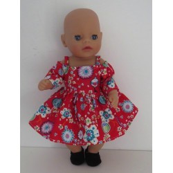 zomerse jurk rood chineese print baby born little 36cm