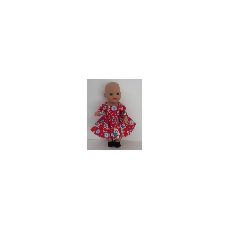 zomerse jurk rood chineese print baby born little 36cm