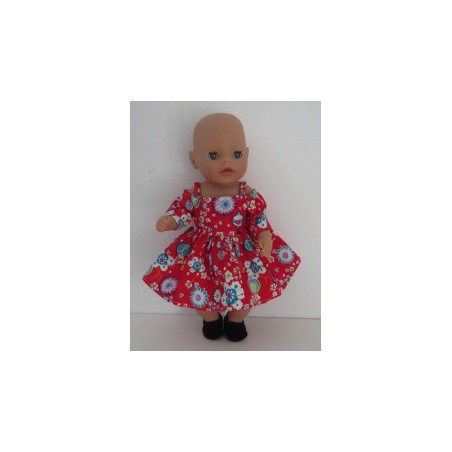 zomerse jurk rood chineese print baby born little 36cm