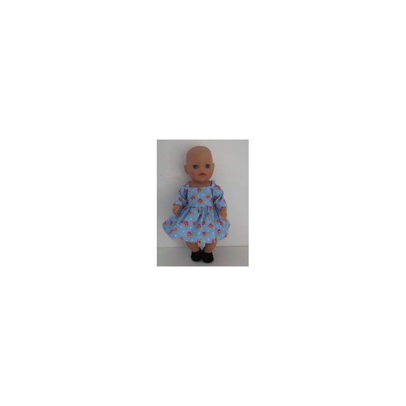 zomerse jurk blauw roosjes baby born little 36cm
