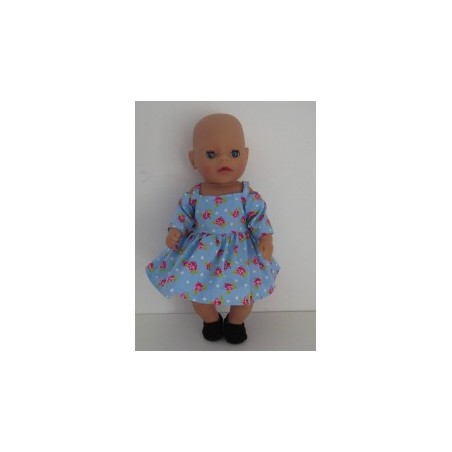 zomerse jurk blauw roosjes baby born little 36cm