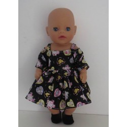 zomerse zwart met hartjes jurk baby born little 36cm