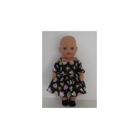 zomerse zwart met hartjes jurk baby born little 36cm